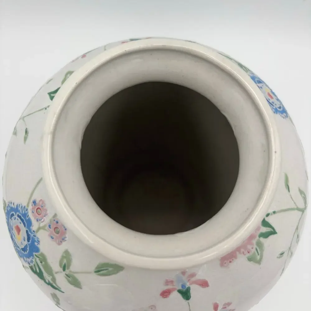 Vintage China Trader Porcelain Vase Hand Painted Floral Chinoiserie Pastel 9